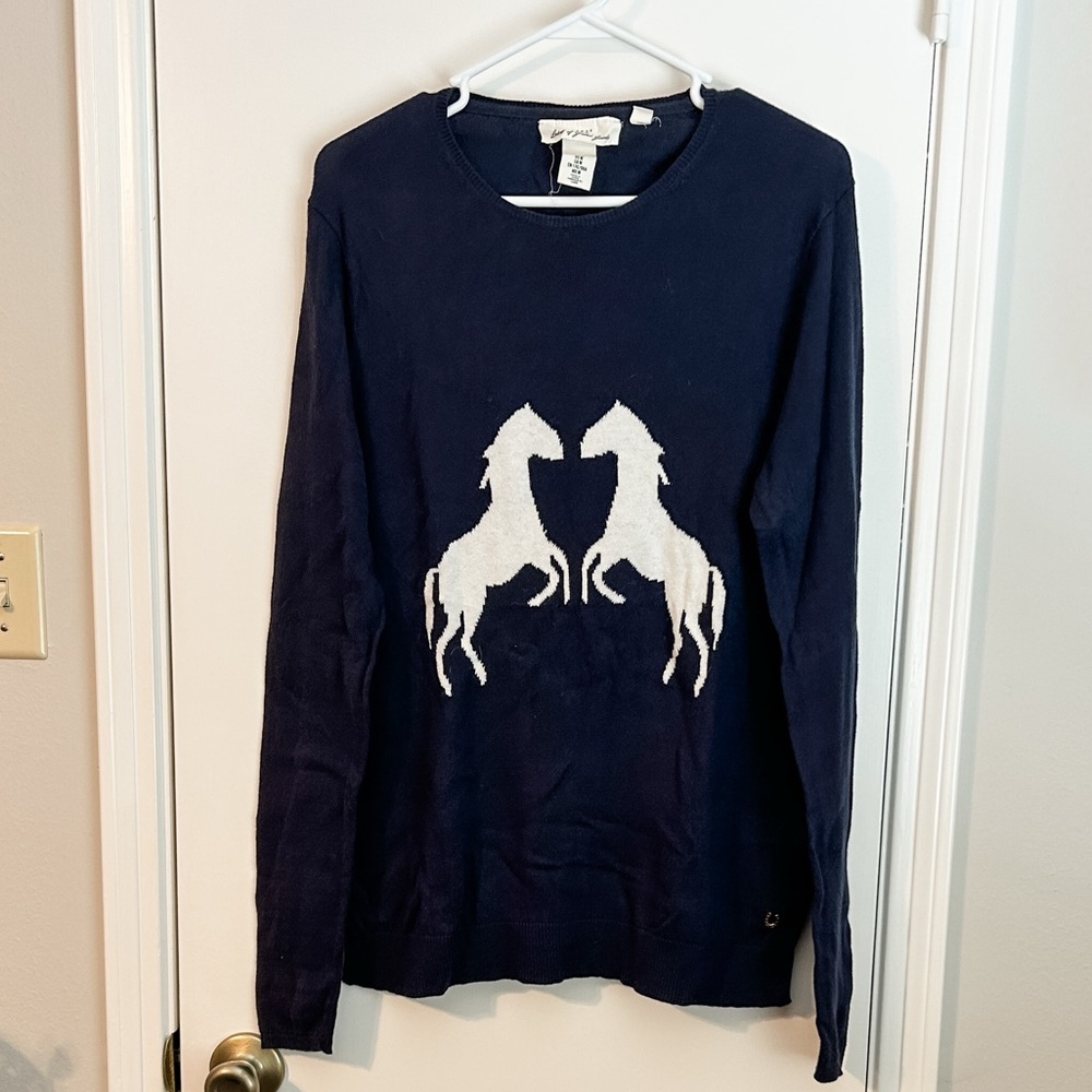 Navy Sweater with White Horse Motif H&M